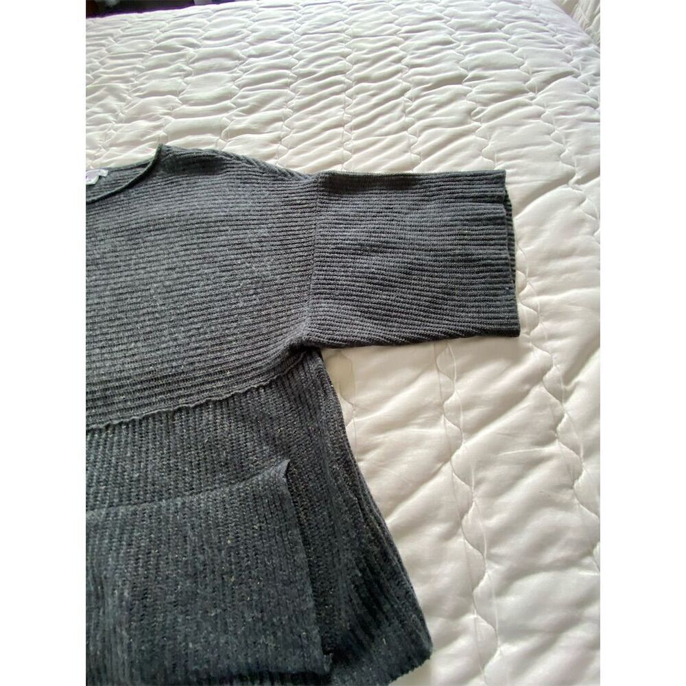 Pure Jill By J. Jill Boxy Wool Blend Oversized Pullover Sweater Lagenlook Gray - Picture 8 of 14
